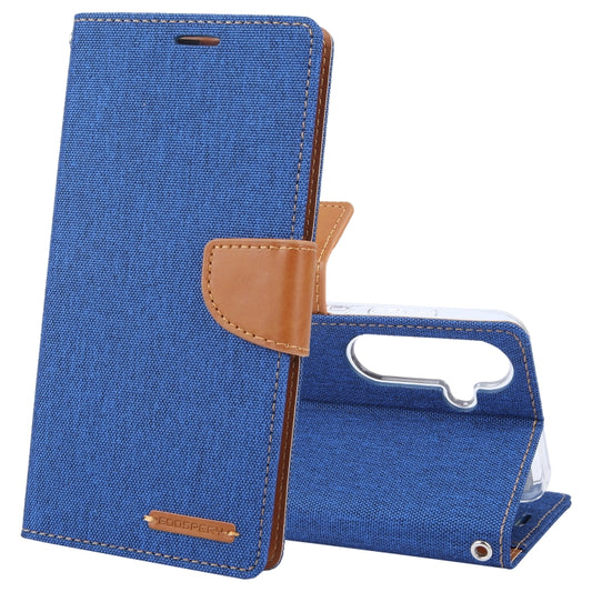 For Samsung Galaxy S24+ 5G GOOSPERY CANVAS DIARY Fabric Texture Flip Leather Phone Case(Blue) - Galaxy S24+ 5G Cases by GOOSPERY | Online Shopping South Africa | PMC Jewellery | Buy Now Pay Later Mobicred