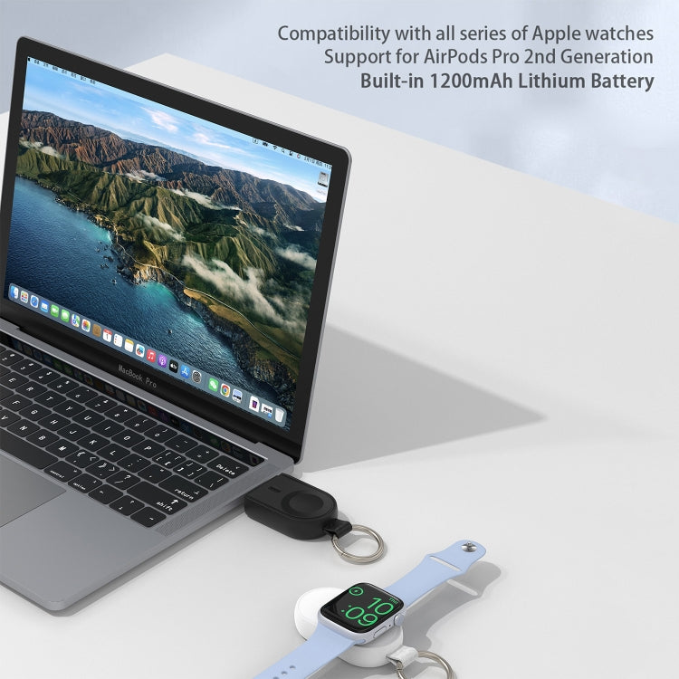For Apple Watch / AirPods Series U20A Portable Magnetic Wireless Charger(Black) - Charger / Holder by PMC TechLife | Online Shopping South Africa | PMC TechLife
