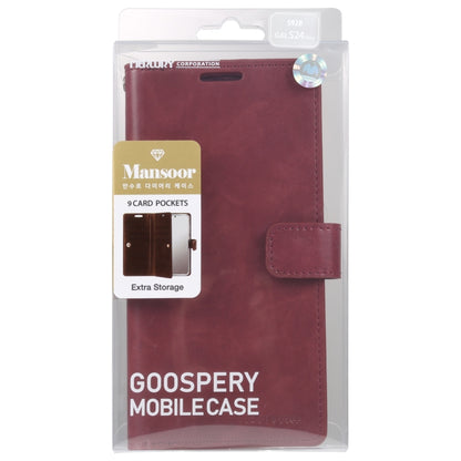 For Samsung Galaxy S24 Ultra 5G GOOSPERY MANSOOR DIARY 9 Card Slots Leather Phone Case(Wine Red) - Galaxy S24 Ultra 5G Cases by GOOSPERY | Online Shopping South Africa | PMC Jewellery | Buy Now Pay Later Mobicred