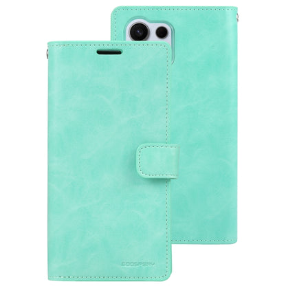 For Samsung Galaxy S24 Ultra 5G GOOSPERY MANSOOR DIARY 9 Card Slots Leather Phone Case(Mint Green) - Galaxy S24 Ultra 5G Cases by GOOSPERY | Online Shopping South Africa | PMC Jewellery | Buy Now Pay Later Mobicred