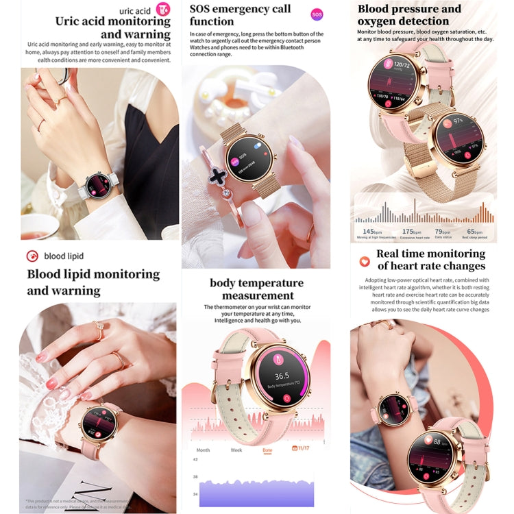 T86 Woman Health 1.27 inch Smart Watch, BT Call / Physiological Cycle / Heart Rate / Blood Pressure / Blood Glucose / SOS(Rose Gold Steel Band) - free shipping - PMC TechLife - Order now!