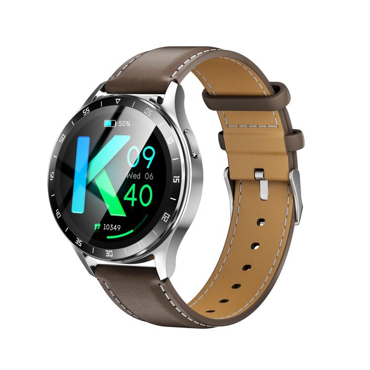 X10 Headphones Smart Watch 1.39 inch Waterproof Bracelet, Support Bluetooth Call / NFC / Heart Rate(Silver + Brown Leather) - free shipping - PMC TechLife - Order now!