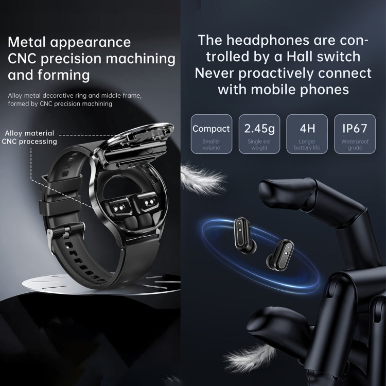 X10 Headphones Smart Watch 1.39 inch Waterproof Bracelet, Support Bluetooth Call / NFC / Heart Rate(Black + Leather) - free shipping - PMC TechLife - Order now!