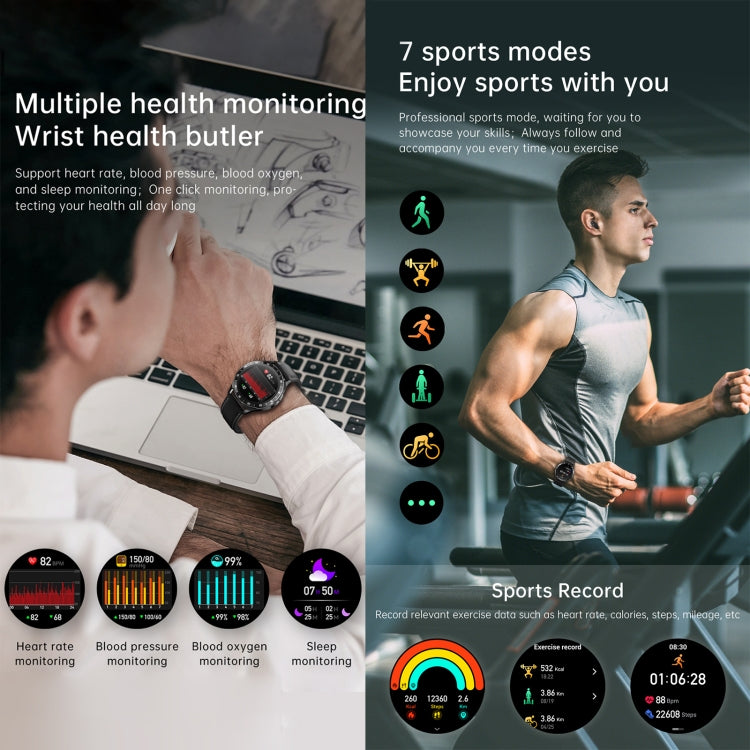 X10 Headphones Smart Watch 1.39 inch Waterproof Bracelet, Support Bluetooth Call / NFC / Heart Rate(Black + Siliver) - Smart Watches by PMC TechLife | Online Shopping South Africa | PMC TechLife | Buy Now Pay Later Mobicred
