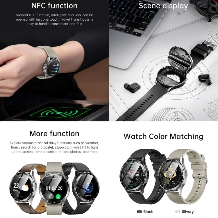 X10 Headphones Smart Watch 1.39 inch Waterproof Bracelet, Support Bluetooth Call / NFC / Heart Rate(Black + Leather) - free shipping - PMC TechLife - Order now!
