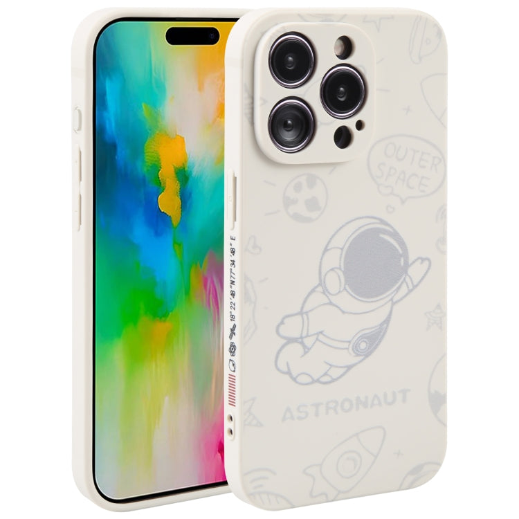 For iPhone 16 Pro Astronaut Pattern Silicone Straight Edge Phone Case(Flying Astronaut-White) - iPhone 16 Pro Cases by PMC Jewellery | Online Shopping South Africa | PMC Jewellery | Buy Now Pay Later Mobicred