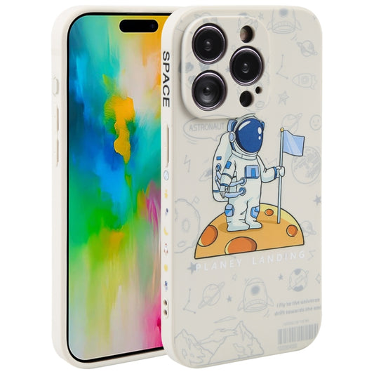 For iPhone 16 Pro Astronaut Pattern Silicone Straight Edge Phone Case(Planet Landing-White) - iPhone 16 Pro Cases by PMC Jewellery | Online Shopping South Africa | PMC Jewellery | Buy Now Pay Later Mobicred