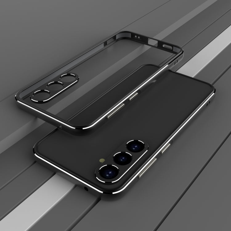 For Samsung Galaxy S23 FE 5G Aurora Series Lens Protector + Metal Frame Phone Case(Black Silver) - Galaxy S23 FE 5G Cases by PMC TechLife | Online Shopping South Africa | PMC TechLife