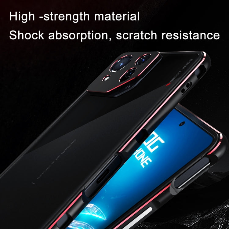 For ASUS ROG Phone 8 Lens Protector + Metal Frame Phone Case(Black Red) - ASUS Cases by PMC TechLife | Online Shopping South Africa | PMC TechLife | Buy Now Pay Later Mobicred