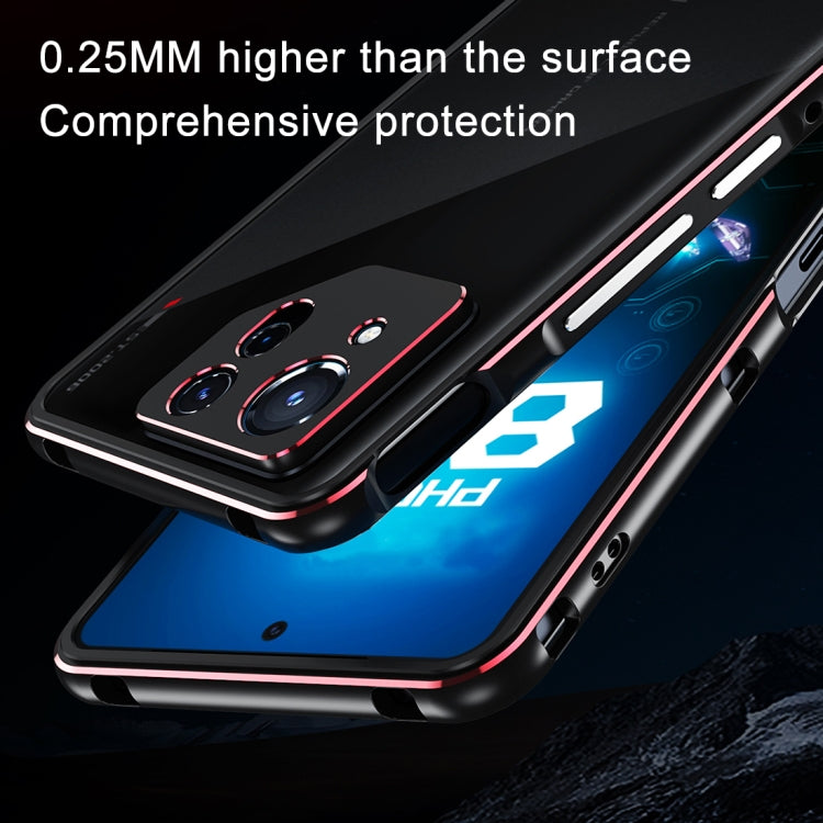 For ASUS ROG Phone 8 Lens Protector + Metal Frame Phone Case(Black Blue) - ASUS Cases by PMC TechLife | Online Shopping South Africa | PMC TechLife | Buy Now Pay Later Mobicred