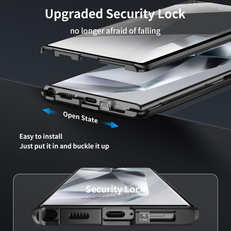For Samsung Galaxy S25 Ultra 5G MagSafe Magnetic HD Frosted Tempered Glass Holder Phone Case(Black) - Galaxy S25 Ultra 5G Cases by PMC TechLife | Online Shopping South Africa | PMC TechLife | Buy Now Pay Later Mobicred