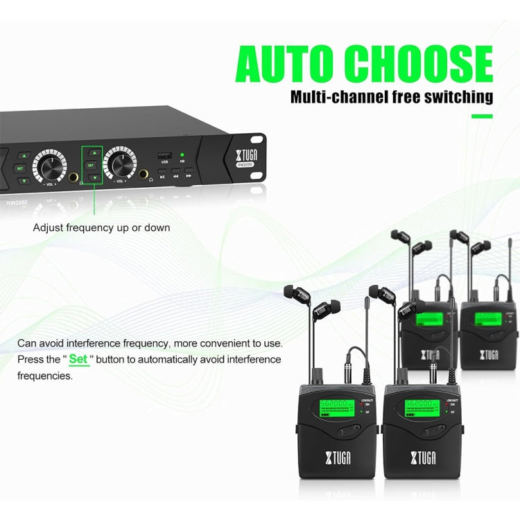 XTUGA RW2090 Professional Stage Wireless 2 Channel In Ear Monitoring System 2 in 1(UK Plug) - Microphone by XTUGA | Online Shopping South Africa | PMC TechLife | Buy Now Pay Later Mobicred