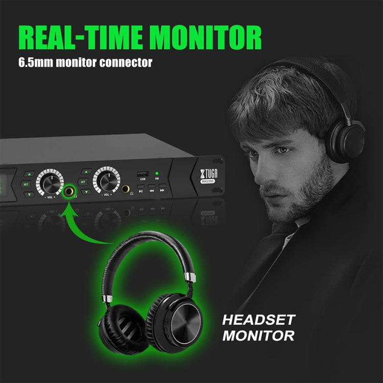 XTUGA RW2090 Professional Stage Wireless 2 Channel In Ear Monitoring System 2 in 1(UK Plug) - Microphone by XTUGA | Online Shopping South Africa | PMC TechLife | Buy Now Pay Later Mobicred