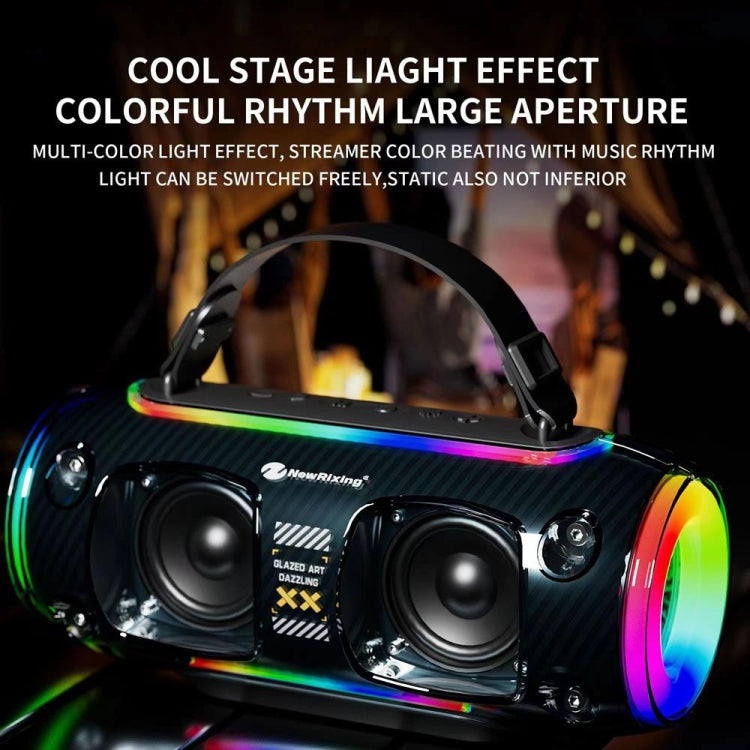 New Rixing NR8806 Portable Outdoor Wireless Bluetooth Speaker RGB Colorful Subwoofer, Style:Without Mic(Black) - free shipping - PMC Jewellery - Order now!