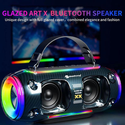 New Rixing NR8806 Portable Outdoor Wireless Bluetooth Speaker RGB Colorful Subwoofer, Style:Dual Mic(Blue) - Desktop Speaker by NewRixing | Online Shopping South Africa | PMC Jewellery | Buy Now Pay Later Mobicred