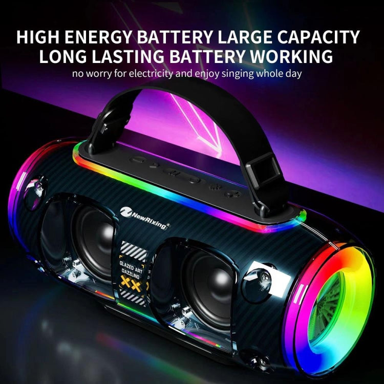 New Rixing NR8806 Portable Outdoor Wireless Bluetooth Speaker RGB Colorful Subwoofer, Style:Without Mic(Black) - free shipping - PMC Jewellery - Order now!
