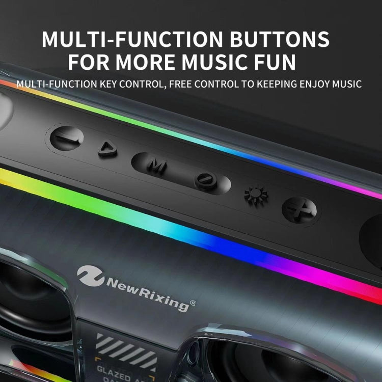 New Rixing NR8806 Portable Outdoor Wireless Bluetooth Speaker RGB Colorful Subwoofer, Style:Without Mic(Black) - Desktop Speaker by NewRixing | Online Shopping South Africa | PMC Jewellery | Buy Now Pay Later Mobicred