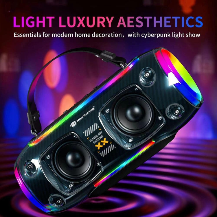 New Rixing NR8806 Portable Outdoor Wireless Bluetooth Speaker RGB Colorful Subwoofer, Style:Dual Mic(Blue) - free shipping - PMC Jewellery - Order now!