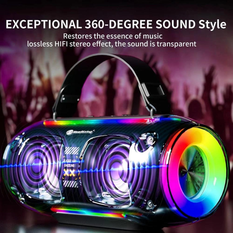 New Rixing NR8806 Portable Outdoor Wireless Bluetooth Speaker RGB Colorful Subwoofer, Style:Without Mic(Black) - free shipping - PMC Jewellery - Order now!