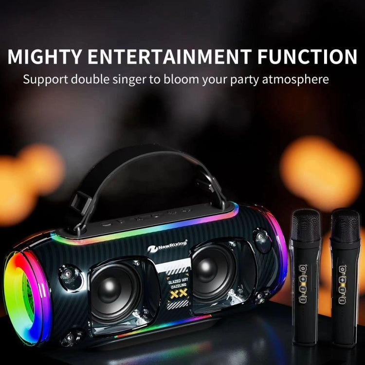 New Rixing NR8806 Portable Outdoor Wireless Bluetooth Speaker RGB Colorful Subwoofer, Style:Dual Mic(Blue) - free shipping - PMC Jewellery - Order now!