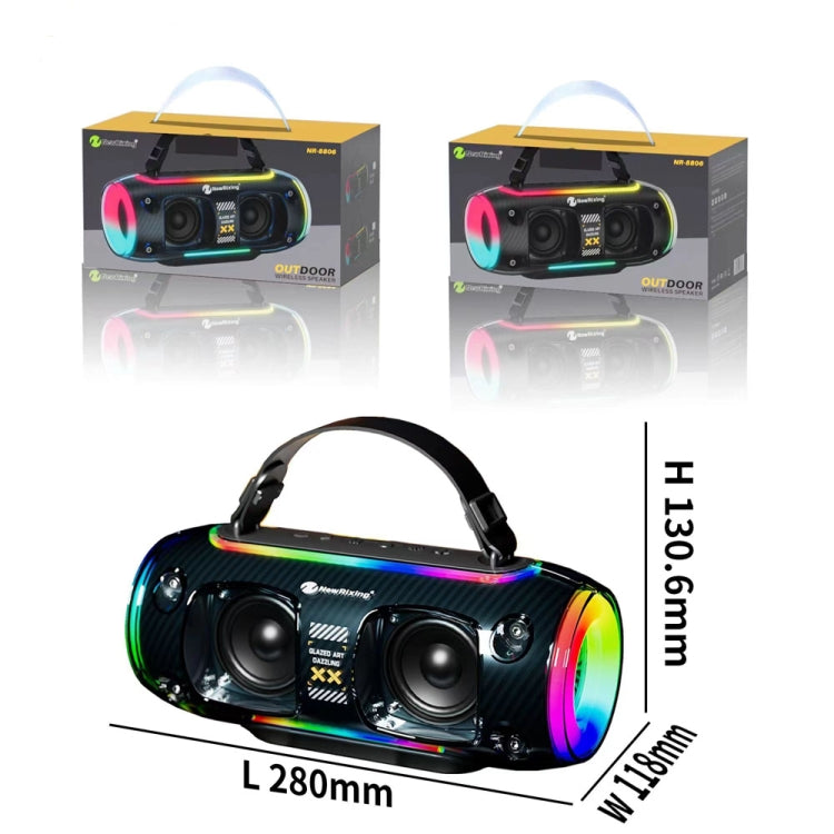 New Rixing NR8806 Portable Outdoor Wireless Bluetooth Speaker RGB Colorful Subwoofer, Style:Dual Mic(Blue) - free shipping - PMC Jewellery - Order now!