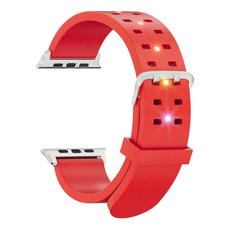 For Apple Watch SE 2023 40mm Luminous Colorful Light Silicone Watch Band(Red) - Watch Bands by PMC Jewellery | Online Shopping South Africa | PMC Jewellery