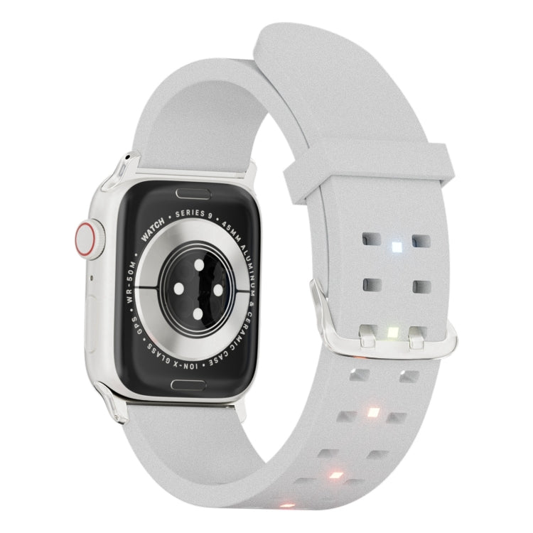 For Apple Watch Series 9 45mm Luminous Colorful Light Silicone Watch Band(Light Grey) - free shipping - PMC TechLife - Order now!