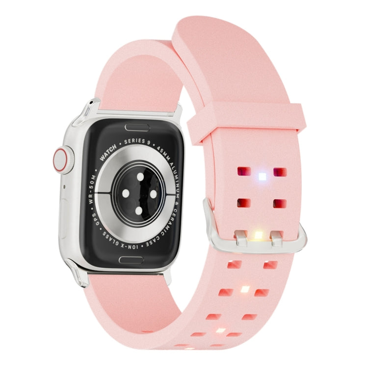 For Apple Watch Series 9 41mm Luminous Colorful Light Silicone Watch Band(Pink) - Watch Bands by PMC TechLife | Online Shopping South Africa | PMC TechLife
