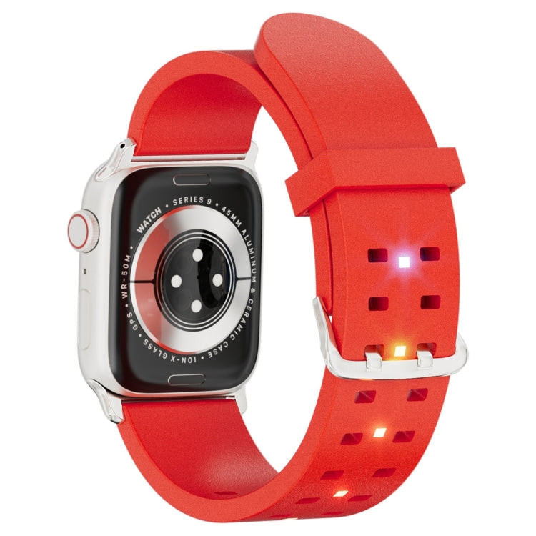 For Apple Watch Series 9 41mm Luminous Colorful Light Silicone Watch Band(Red) - Watch Bands by PMC TechLife | Online Shopping South Africa | PMC TechLife