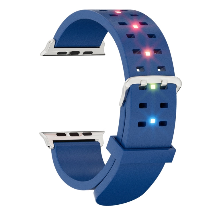 For Apple Watch Series 8 41mm Luminous Colorful Light Silicone Watch Band(Blue) - Watch Bands by PMC TechLife | Online Shopping South Africa | PMC TechLife