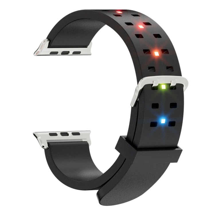 For Apple Watch Series 7 41mm Luminous Colorful Light Silicone Watch Band(Black) - Watch Bands by PMC TechLife | Online Shopping South Africa | PMC TechLife