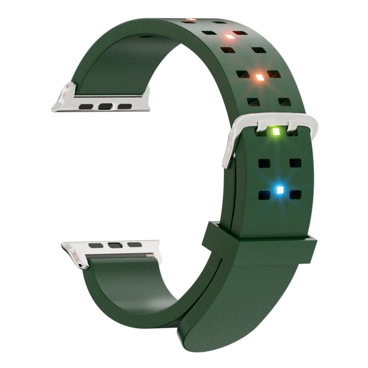 For Apple Watch SE 44mm Luminous Colorful Light Silicone Watch Band(Green) - Watch Bands by PMC TechLife | Online Shopping South Africa | PMC TechLife
