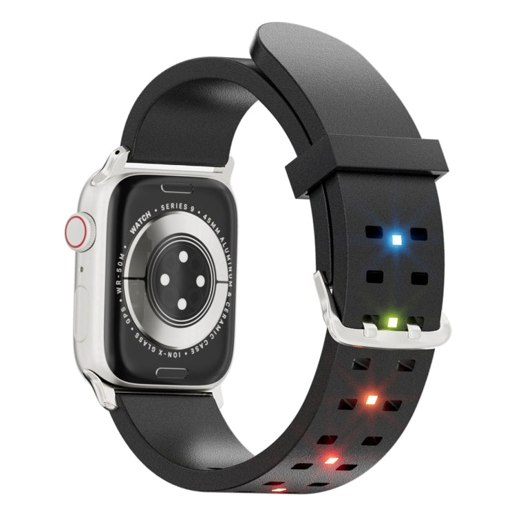 For Apple Watch Series 6 44mm Luminous Colorful Light Silicone Watch Band(Black) - free shipping - PMC TechLife - Order now!