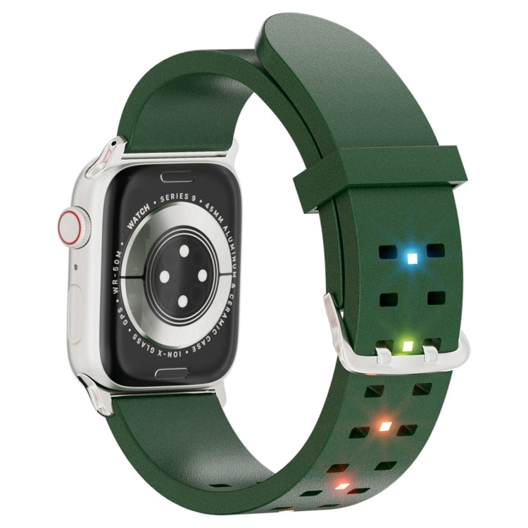 For Apple Watch Series 3 42mm Luminous Colorful Light Silicone Watch Band(Green) - Watch Bands by PMC TechLife | Online Shopping South Africa | PMC TechLife