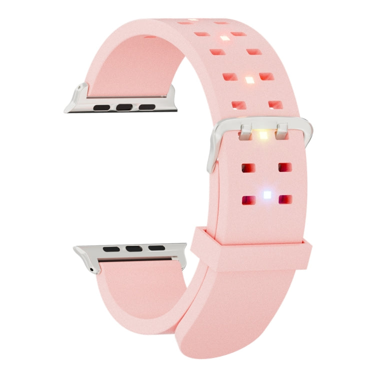 For Apple Watch Series 2 38mm Luminous Colorful Light Silicone Watch Band(Pink) - Watch Bands by PMC TechLife | Online Shopping South Africa | PMC TechLife