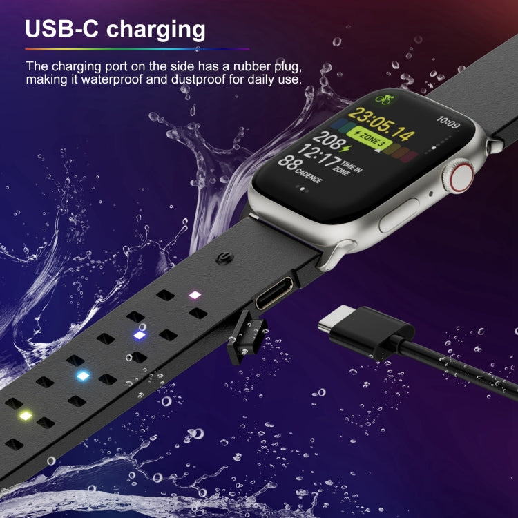 For Apple Watch Series 9 41mm Luminous Colorful Light Silicone Watch Band(Black) - Watch Bands by PMC TechLife | Online Shopping South Africa | PMC TechLife