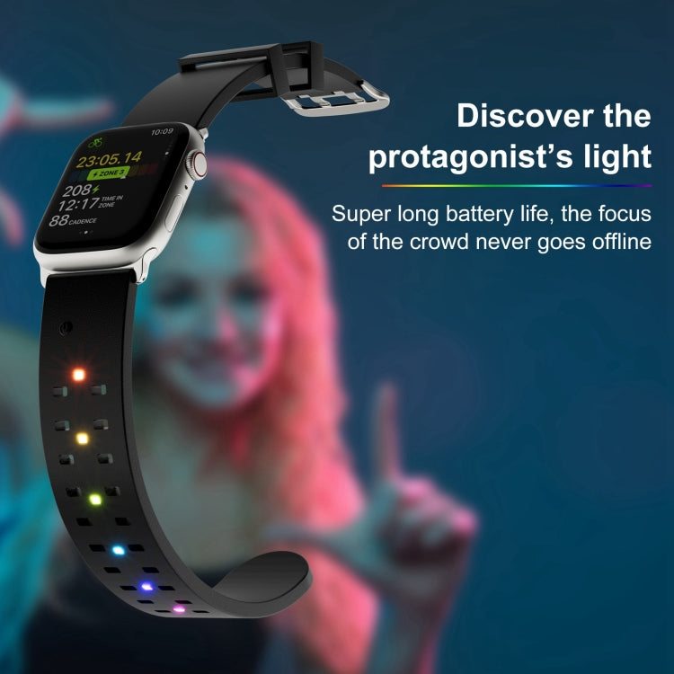 For Apple Watch Series 5 44mm Luminous Colorful Light Silicone Watch Band(Light Grey) - Watch Bands by PMC TechLife | Online Shopping South Africa | PMC TechLife