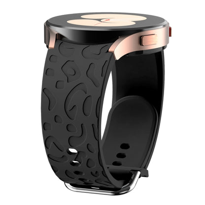 For Samsung Galaxy Watch 6 Leopard Print Embossed Silicone Watch Band(Black) - Watch Bands by PMC Jewellery | Online Shopping South Africa | PMC Jewellery