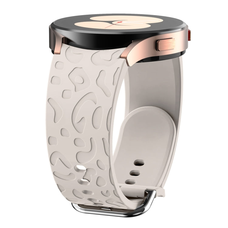 For Samsung Galaxy Watch 6 Leopard Print Embossed Silicone Watch Band(Starlight Color) - Watch Bands by PMC Jewellery | Online Shopping South Africa | PMC Jewellery