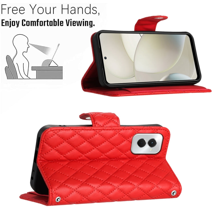 For Motorola Moto G Power 5G 2024 Rhombic Texture Flip Leather Phone Case with Long Lanyard(Red) - Motorola Cases by PMC Jewellery | Online Shopping South Africa | PMC Jewellery | Buy Now Pay Later Mobicred