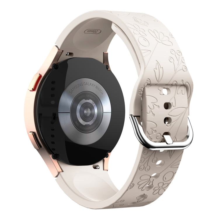 For Samsung Galaxy Watch 6 Butterfly Flower Embossed Silicone Watch Band(Starlight Color) - Watch Bands by PMC TechLife | Online Shopping South Africa | PMC TechLife