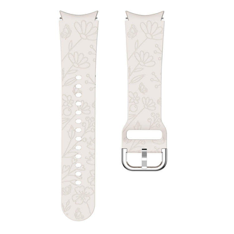 For Samsung Galaxy Watch 6 Butterfly Flower Embossed Silicone Watch Band(Starlight Color) - Watch Bands by PMC TechLife | Online Shopping South Africa | PMC TechLife