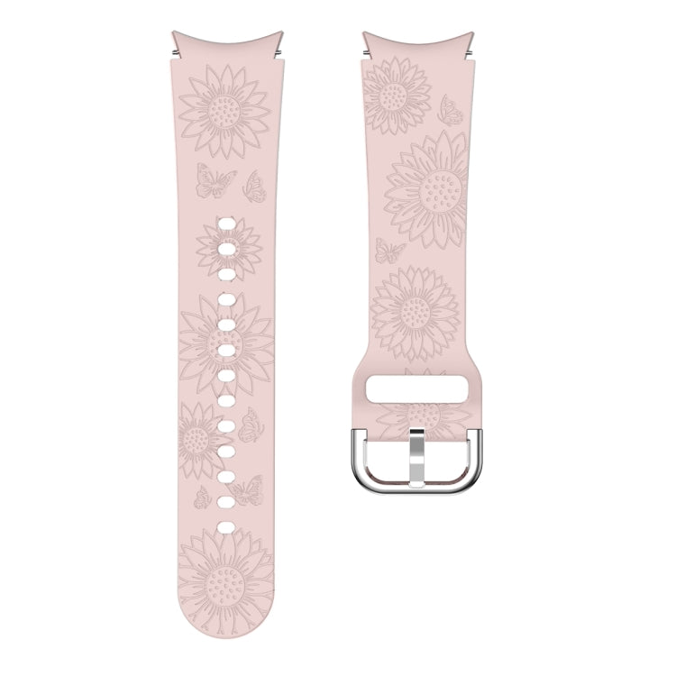 For Samsung Galaxy Watch 6 Sunflower Pattern Embossed Silicone Watch Band(Pink) - Watch Bands by PMC Jewellery | Online Shopping South Africa | PMC Jewellery