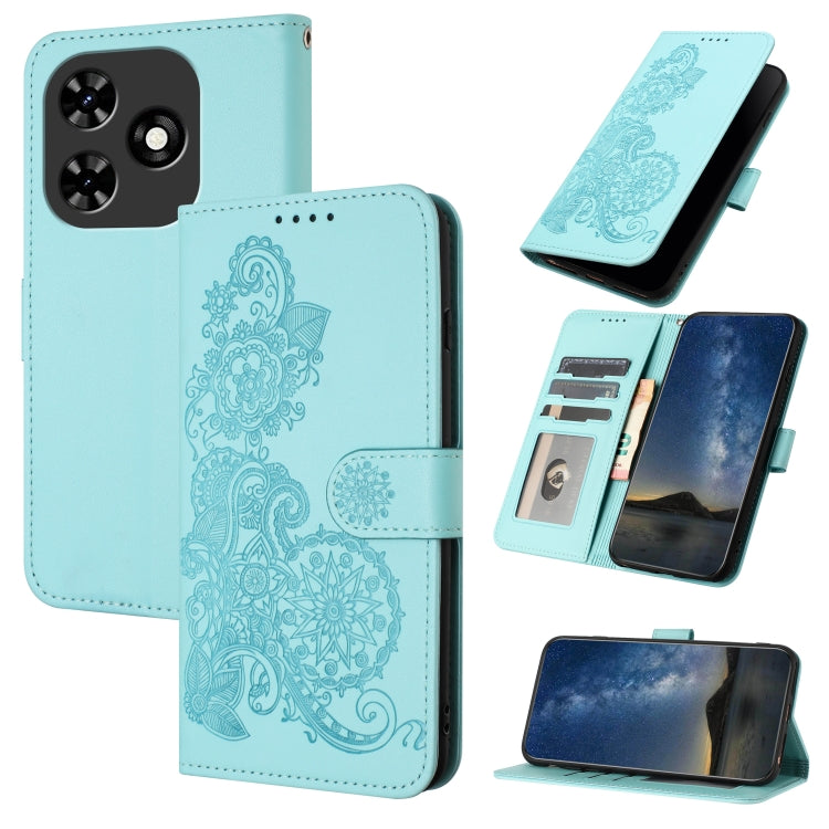 For Tecno Spark Go 2024 Datura Flower Embossed Flip Leather Phone Case(Light Blue) - Tecno Cases by PMC Jewellery | Online Shopping South Africa | PMC Jewellery | Buy Now Pay Later Mobicred