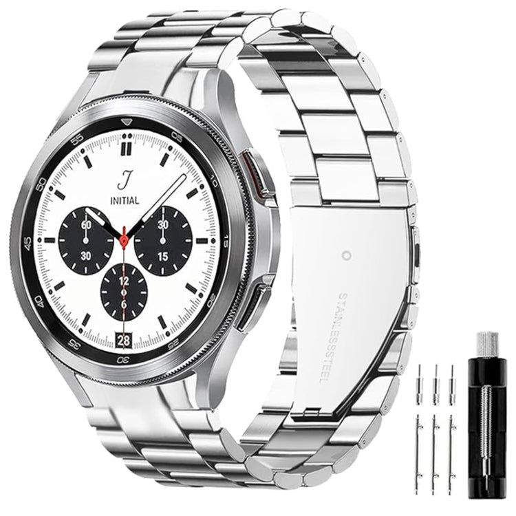 For Samsung Galaxy Watch 6 / 5 / 4 Three Bead Stainless Steel Metal Watch Band(Silver) - free shipping - PMC TechLife - Order now!