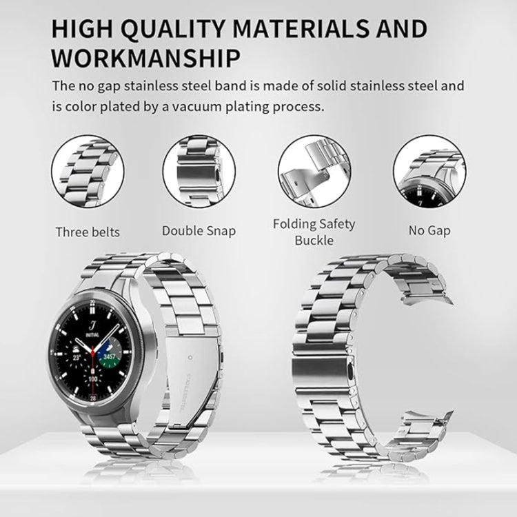 For Samsung Galaxy Watch 6 / 5 / 4 Three Bead Stainless Steel Metal Watch Band(Silver) - free shipping - PMC TechLife - Order now!