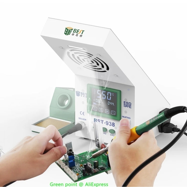 BEST BST-938 LED Electric Iron Smoking Instrument Smoke Purifier Soldering Station with Exhaust Fan, US Plug - free shipping - PMC TechLife - Order now!