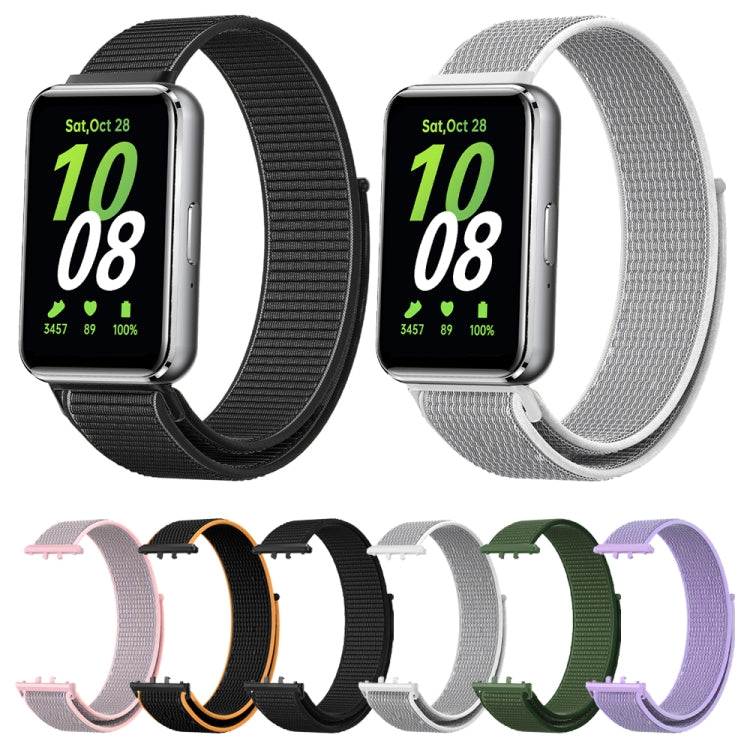 For Samsung Galaxy Fit 3 Woven Nylon Loop Watch Band(Black Orange) - Watch Bands by PMC TechLife | Online Shopping South Africa | PMC TechLife