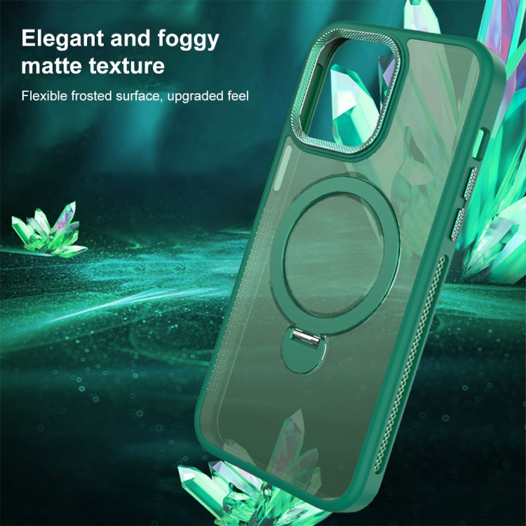 For iPhone 13 MagSafe Magnetic Holder Breathable Phone Case(Green) - iPhone 13 Cases by PMC Jewellery | Online Shopping South Africa | PMC Jewellery