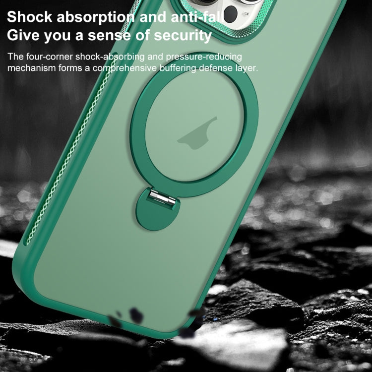 For iPhone 14 MagSafe Magnetic Holder Breathable Phone Case(Green) - iPhone 14 Cases by PMC Jewellery | Online Shopping South Africa | PMC Jewellery